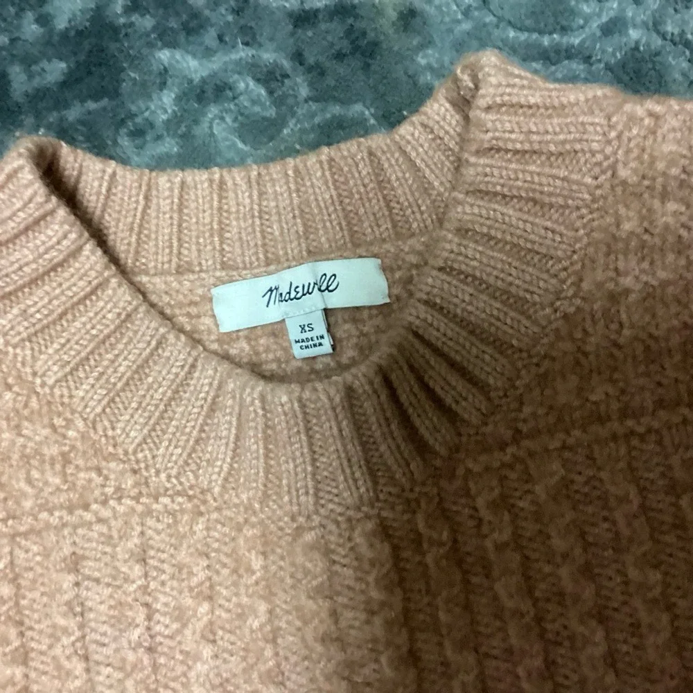 Madewell Merino Wool Textured Cableknit Sweater‎ Blush Tan / Camel Pink XS